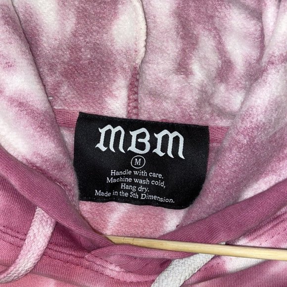 MBM GALLERY Crop Pastel Tie Die Skull Eye Roses Hoodie Marcos Alvarado Multi sz - Picture 3 of 10